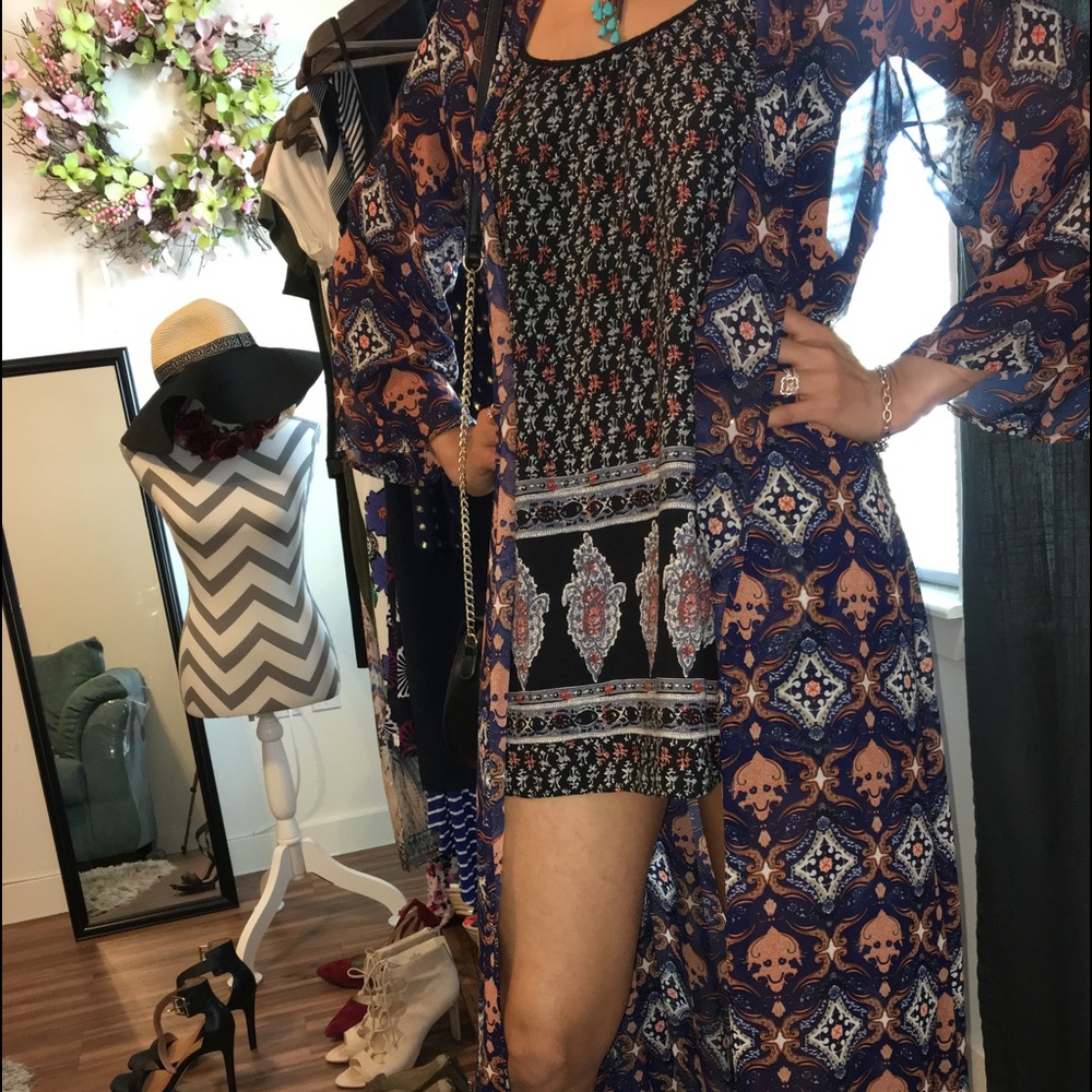 Mixed print kimono